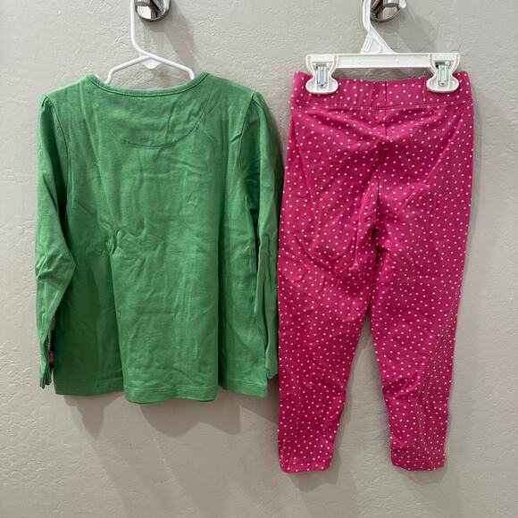 NWT Kite Green Appliqué Bird Long Sleeve Shirt & Pink Polka Dot Leggings Outfit - Picture 7 of 8